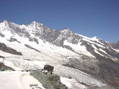 Felskinn Ropeway Station and Mischabel Mountains